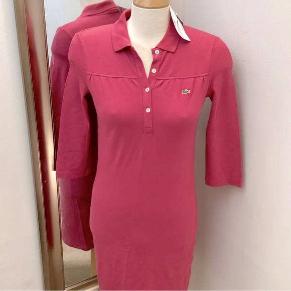 NWT Lacoste pink collared polo shirt dress size EU 38 - Picture 4 of 10